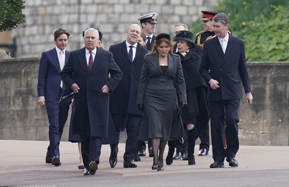 Prince Andrew, Sarah, Duchess of York, Mike Tindall and Princess Anne