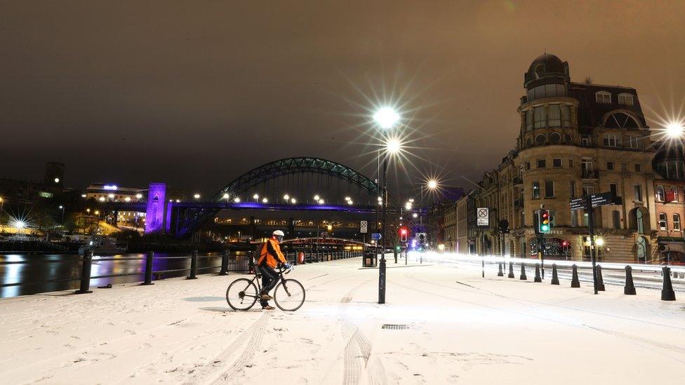 Snow on Newcastle quayside