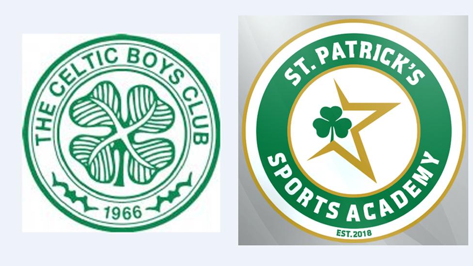 Celtic Boys Club and St Patrick's Sports Academy badges