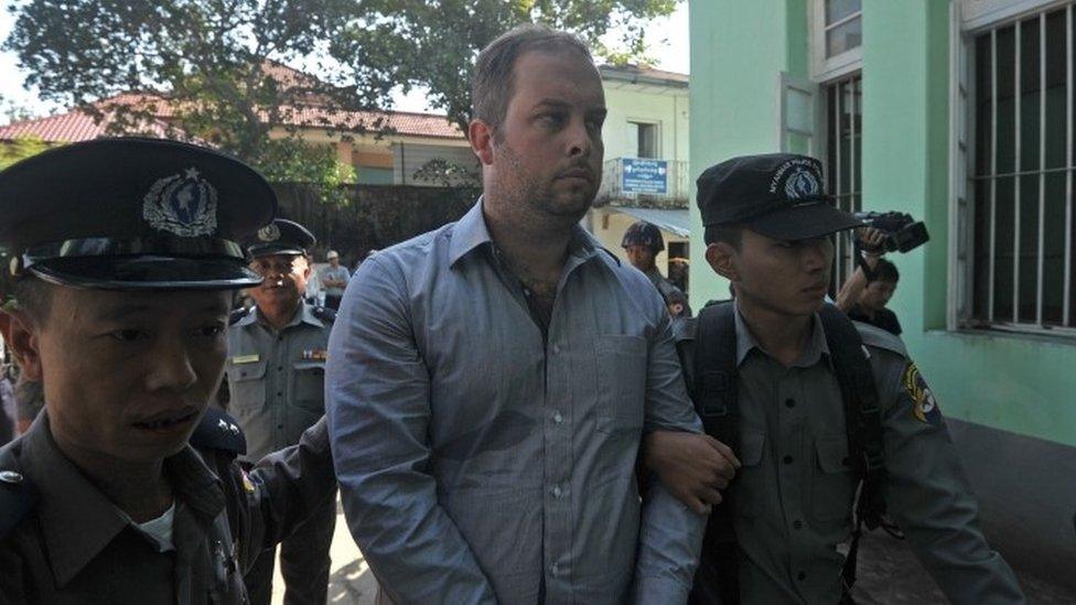 Phil Blackwood at court in Yangon (18 Dec 2014)