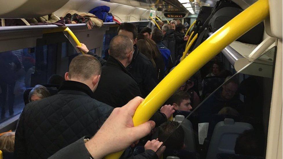 Train crowded with passengers