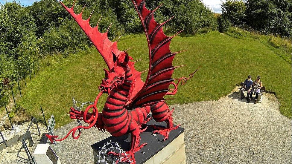 Statue of a Welsh Dragon in Mametz, in memory of the 38th Welsh Division