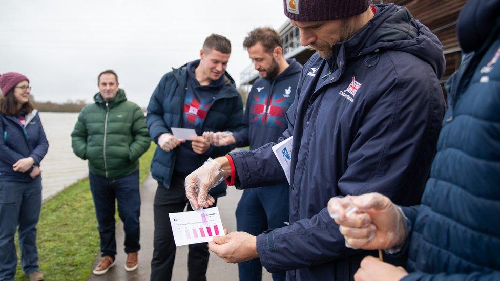 Olympian Graeme Thomas tests the water at the GB Rowing Team's National Training Centre