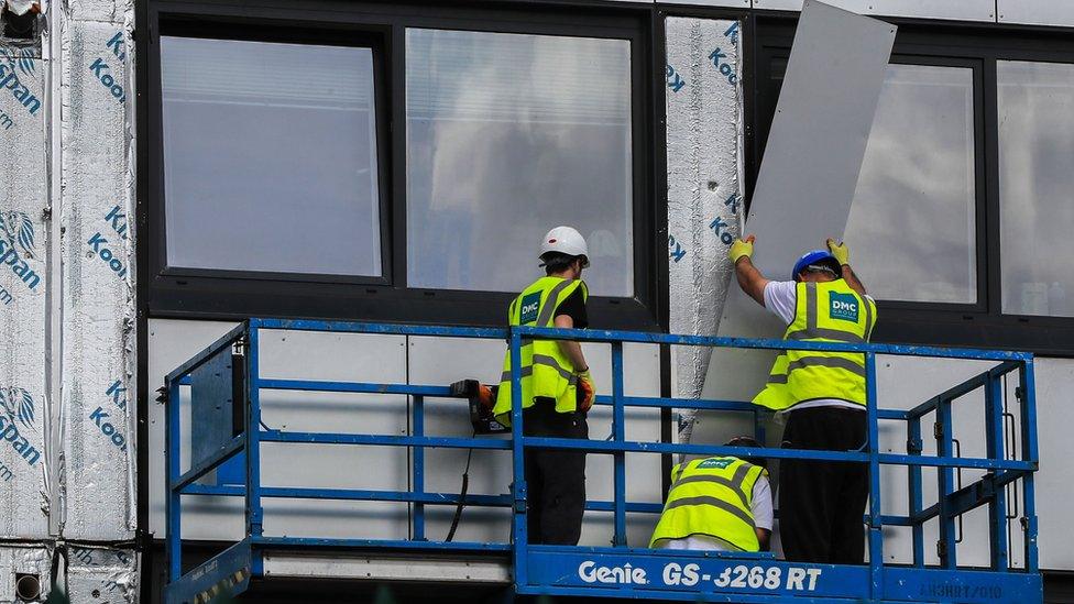 Cladding on high rise block