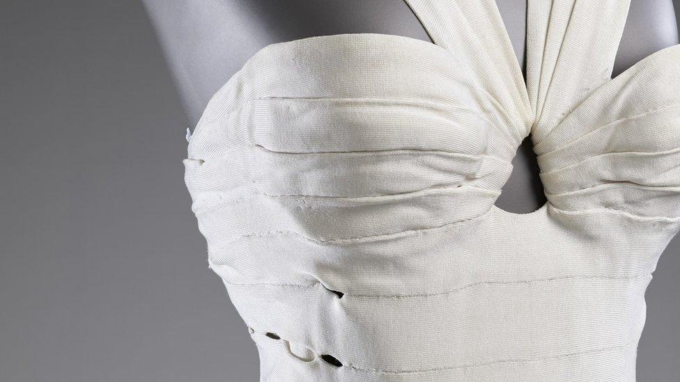 A vintage Azzedine Alaïa white bandage dress