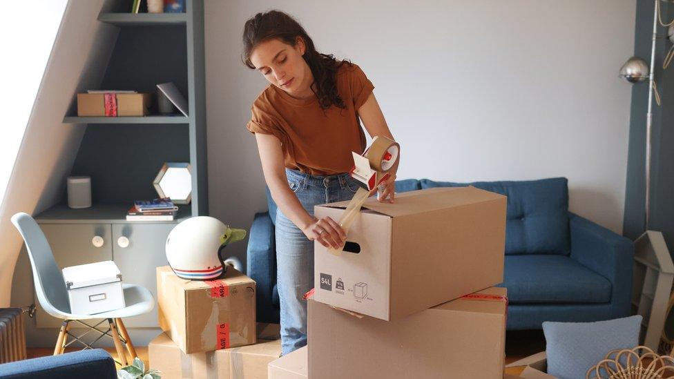 Young woman moving