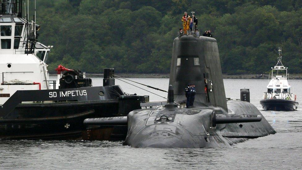 Artful, Britain's latest nuclear-powered submarine arriving at its new home on the Clyde in Scotland