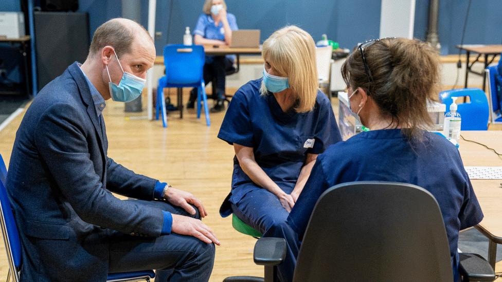 William, Duke of Cambridge visits King's Lynn Corn Exchange Vaccination Centre