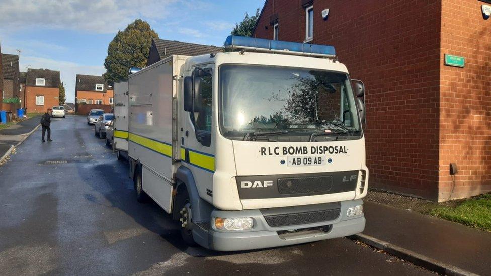 The Army's bomb disposal team at the scene