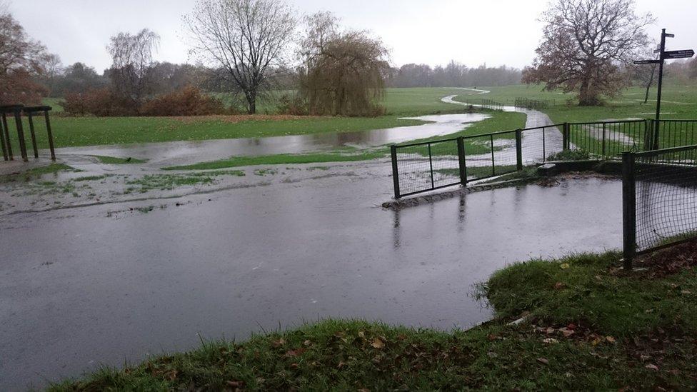 A flooded culvert at Senneleys Park, Bartley Green