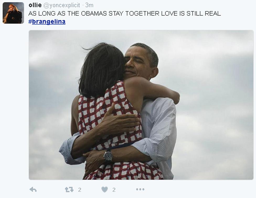 The Obamas hugging