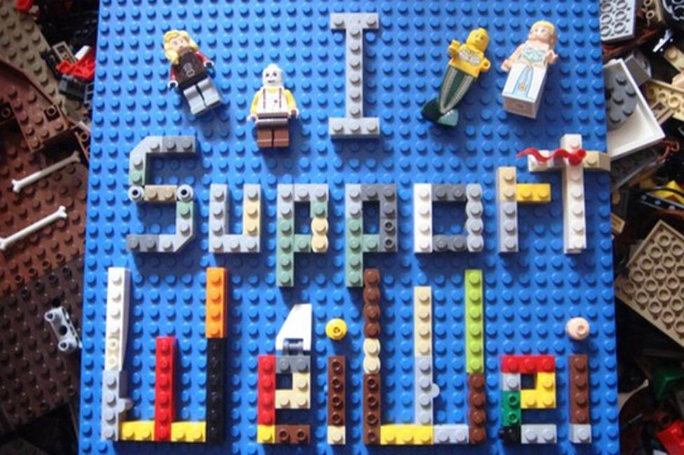 I support Weiwei spelt out in Lego