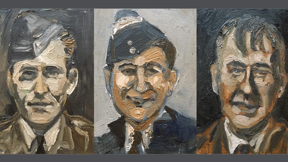 Dambuster portraits: Pilot Joseph McCarthy, navigator Vivian Nicholson and flight engineer Robert Paterson