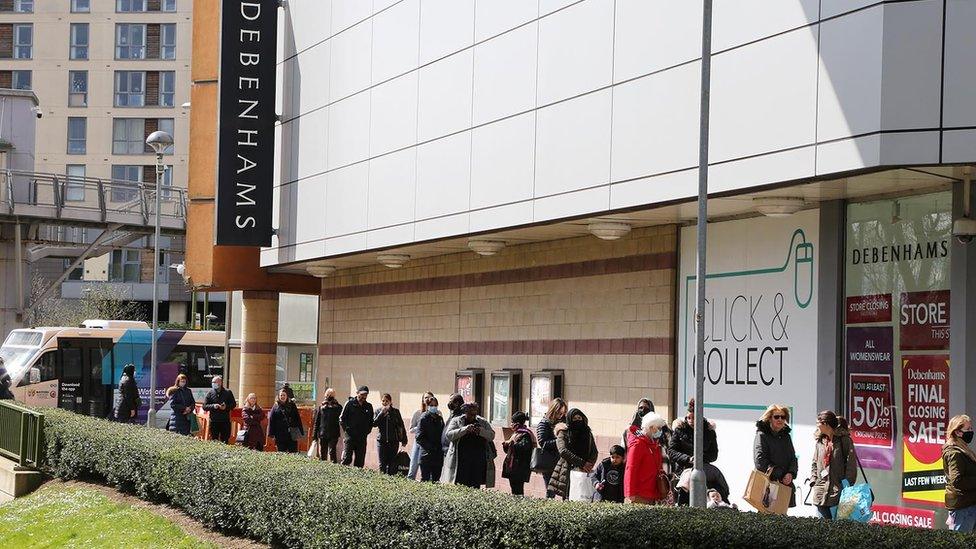 Shoppers queue in Hemel Hempstead