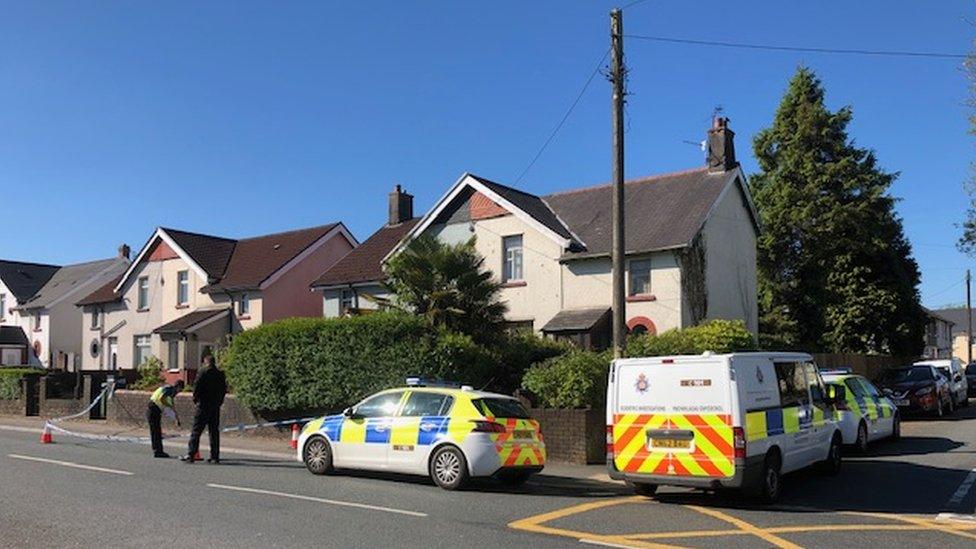 Police cordon on Pontygwindy Road