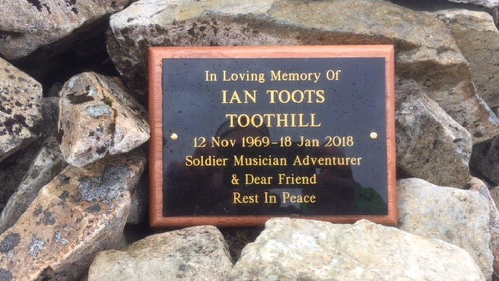 A plaque was left for Ian Toothill on Ben Nevis