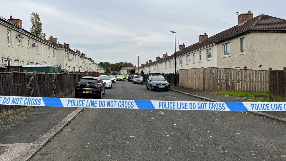 Police tape at the scene in Shiney Row