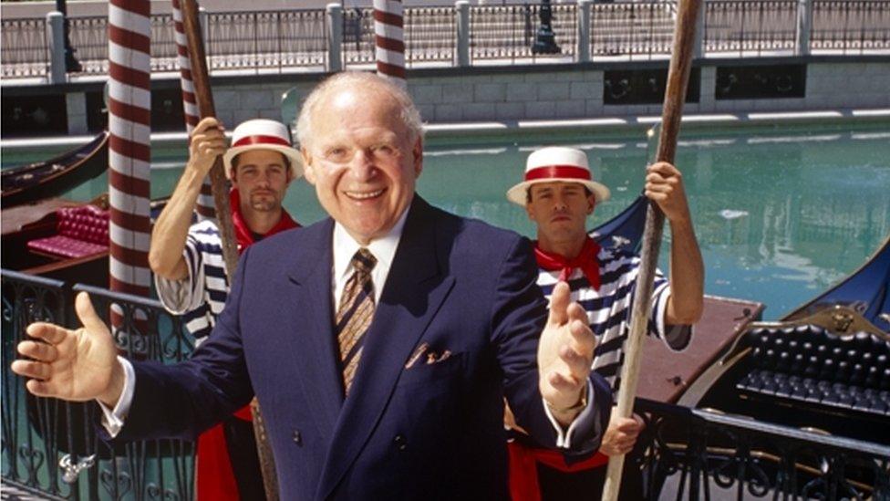 Sheldon Adelson outside his Las Vegas Venetian hotel