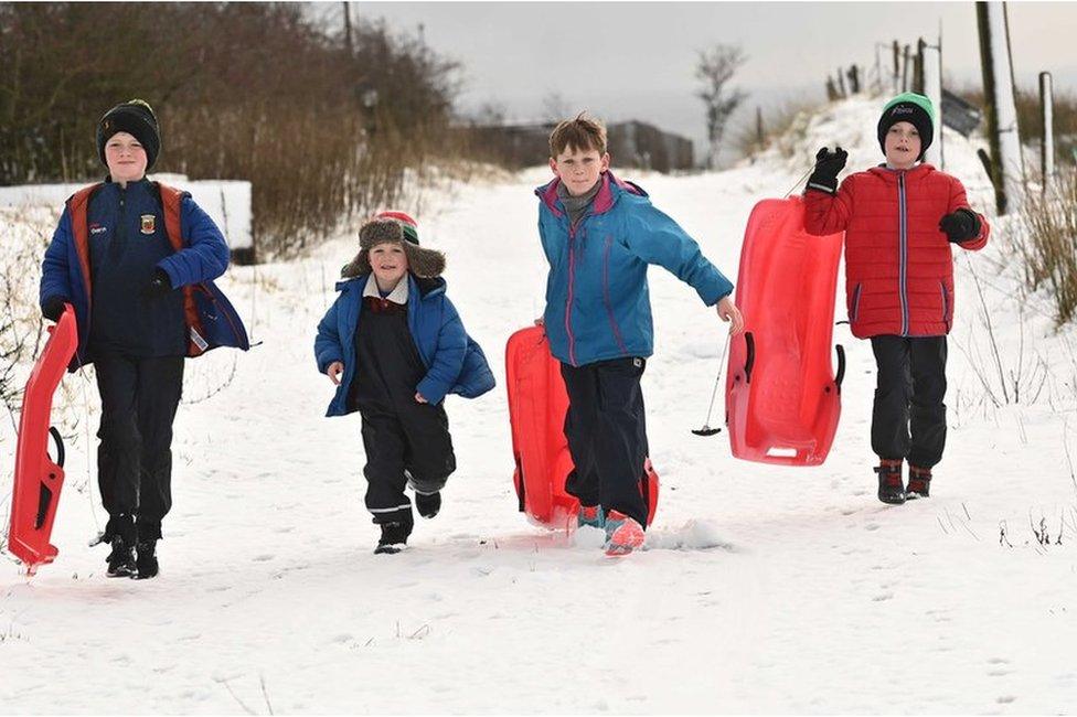 children sledding