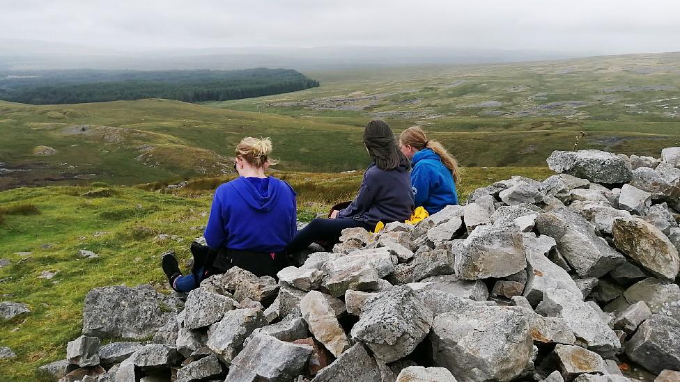 Kids on mountain