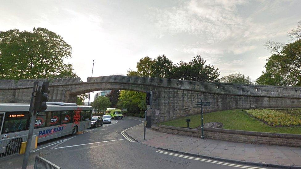 Traffic in York near Lendal Bridge