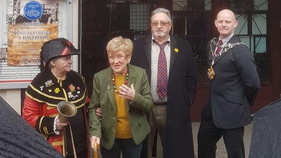 Councillor Rose Blackburn, Vicki Haggar, Phil Carradice and Pembroke mayor Gareth Jones