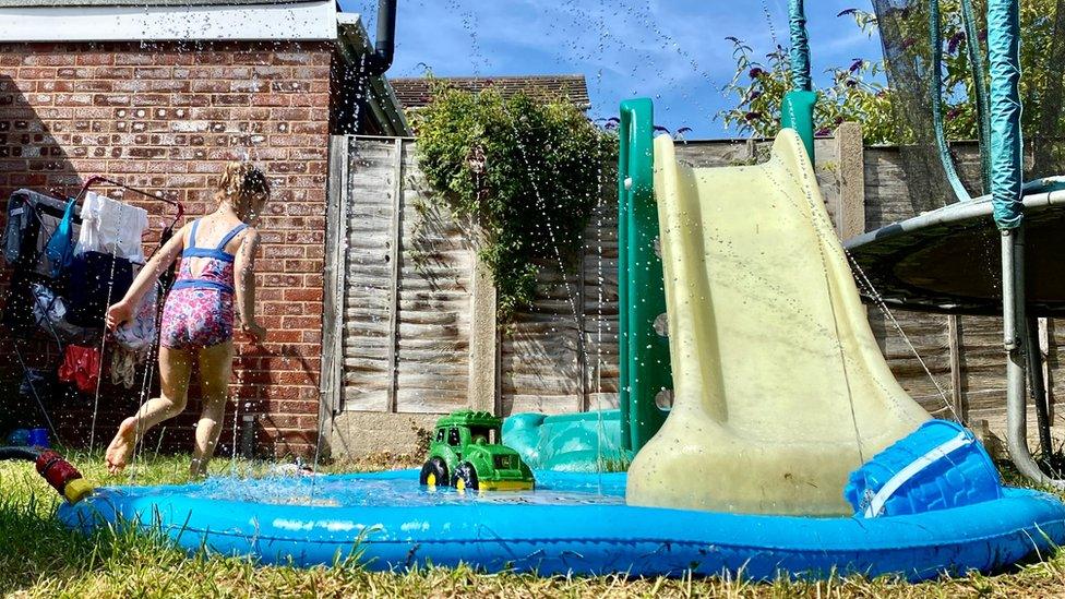 Child playing in water