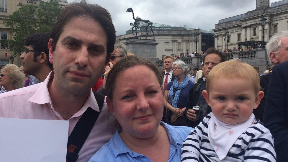 Charles Keidan, Rebecca Steinfeld and daughter Eden Keidstein