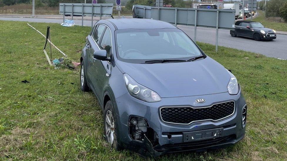 Car on roundabout