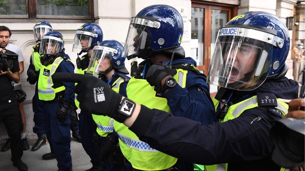 Police dealing with crowds at Black Lives Matter counter-protests