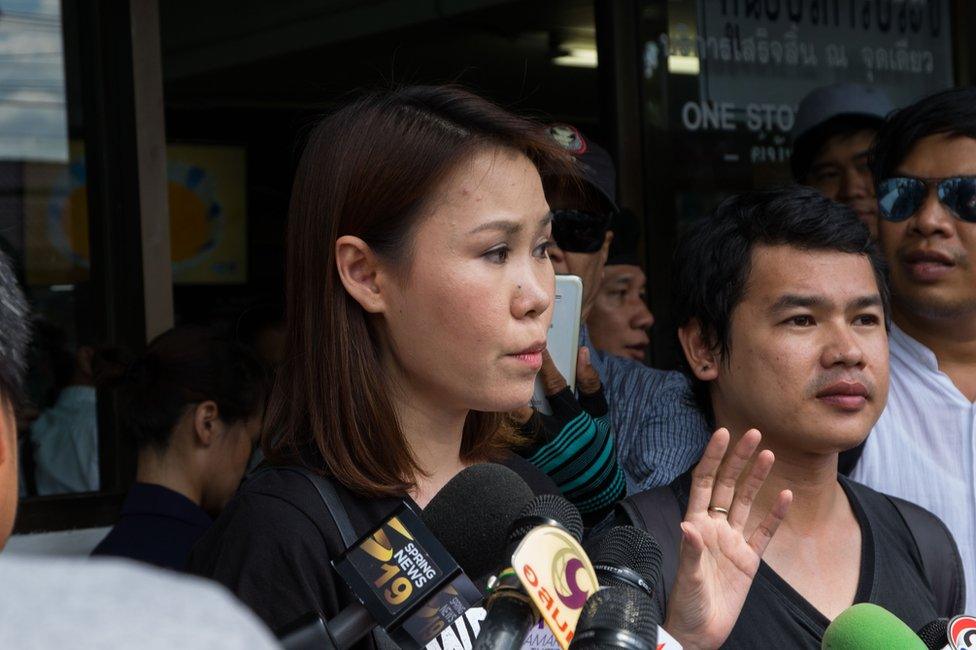 Picture of Thai activists who have filed complaints over the missing plaque