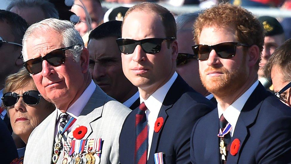 Princes Charles, William and Harry