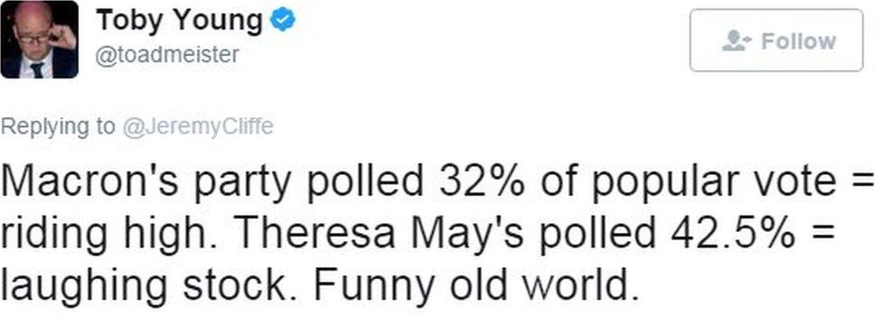 Tweet by journalist Toby Young