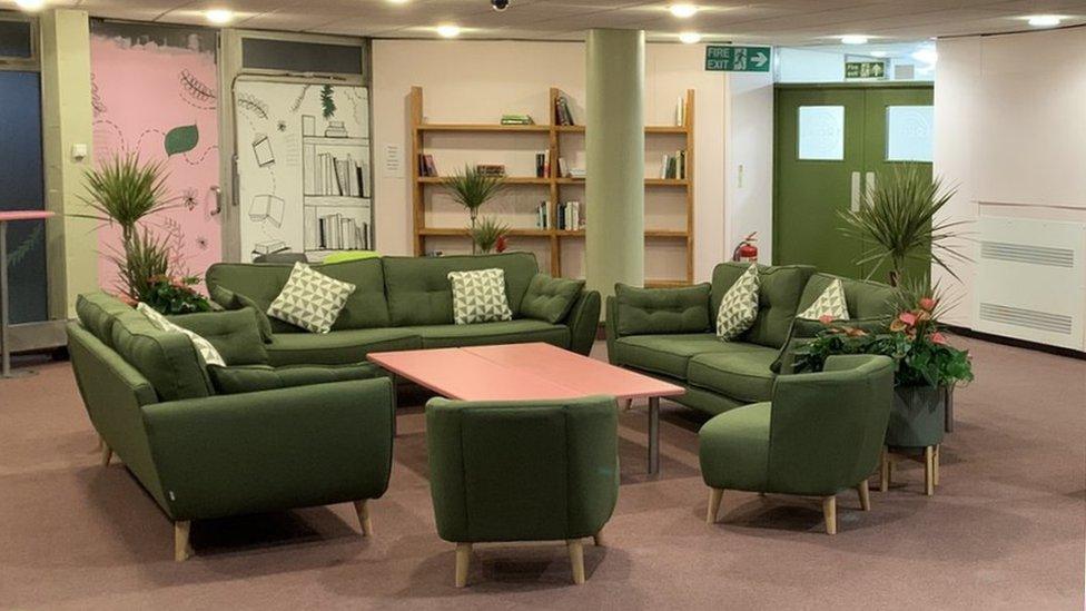 Sofas in the refurbished cafe