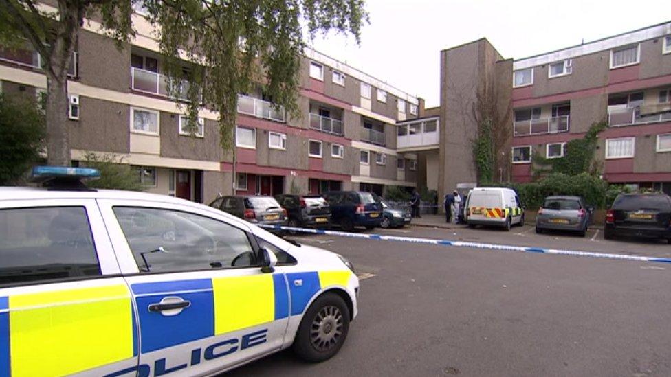 Police cordon at Ludlow Close in St Pauls area of Bristol