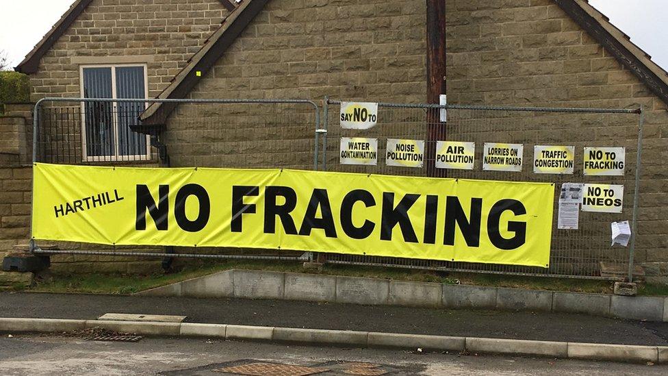 Anti-fracking sign in Harthill, near Rotherham