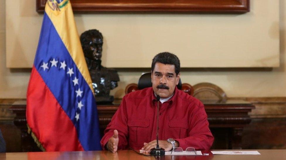 Venezuela"s President Nicolas Maduro speaking at a meeting with ministers in Caracas (16/062017)