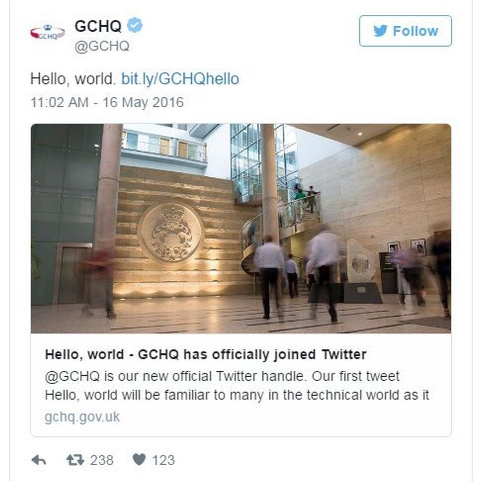 GCHQ tweets: Hello, world