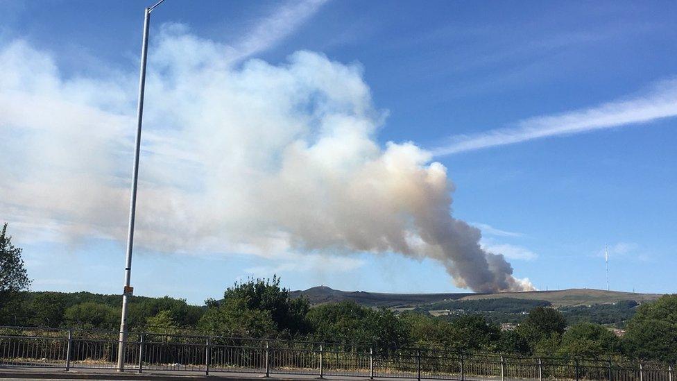 Smoke is visible across Lancashire and Greater Manchester