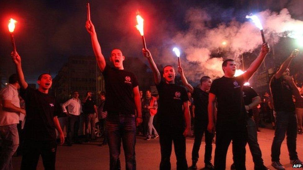 A Golden Dawn rally in Athens