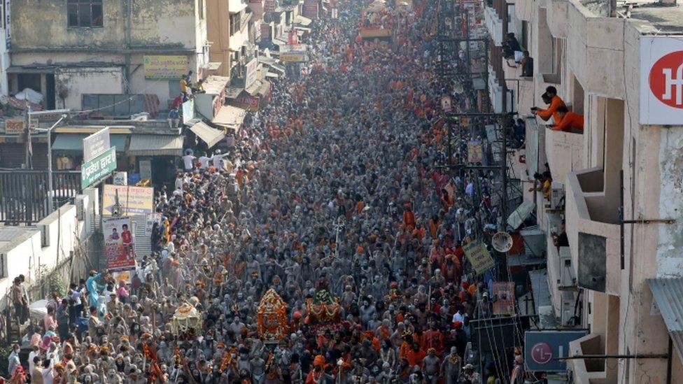 Devotees at the Kumbh Mela