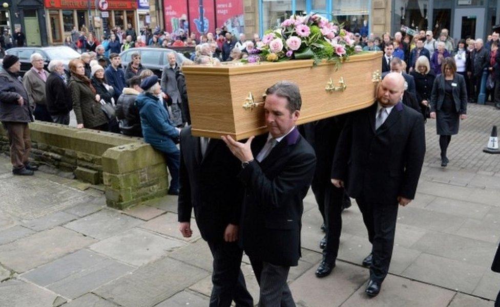 Coffin being carried