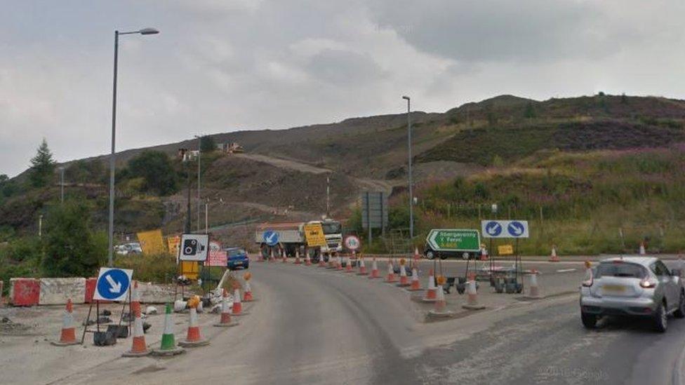 The King Street roundabout at Brynmawr