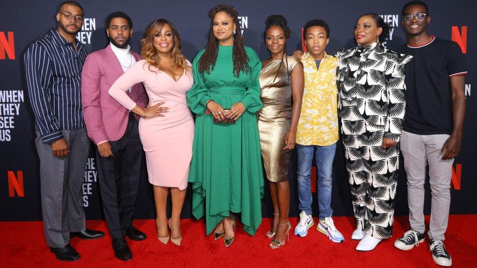 Ava DuVernay and some of the cast of When They See Us