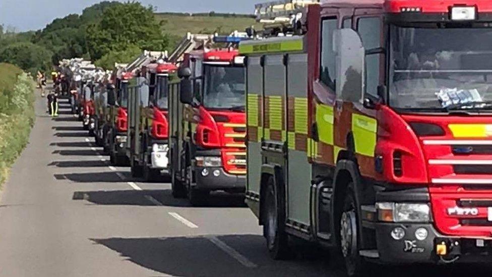 Fire engines at Wareham forest fire