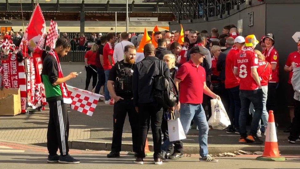 Huge queues at Nottingham Train Station ahead of Nottingham Forest play-off final at Wembley, London