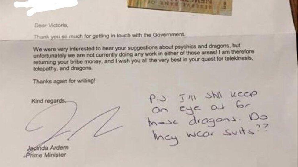 Letter reply from Jacinda Ardern