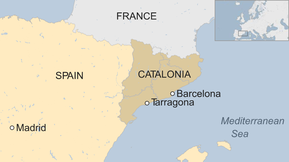 Map of Catalonia in Spain