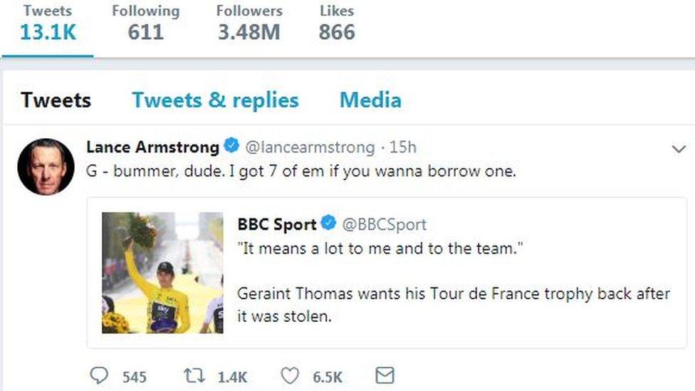 Lance Armstrong's tweet