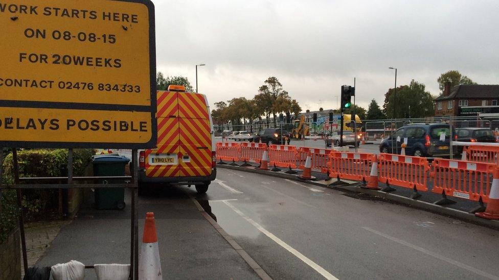 Roadworks in Coventry